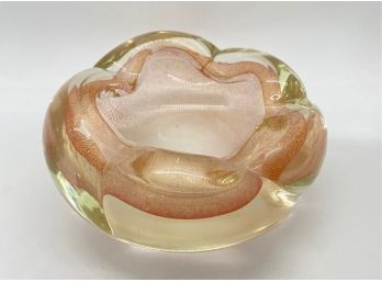 Vintage Murano Mid Century Modern Handblown Glass Bowl With Gold