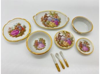 Limoges Vintage Miniatures, Platters & Utencils, 9 Pieces, France