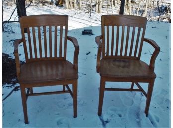 Pair Of Oak Arm Chairs
