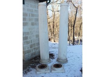 Amazing Pair Of Fluted  Wood Columns