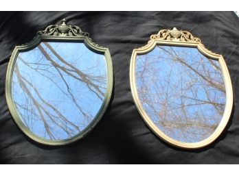 Amazing Pair Of  Antique Shield Mirrors