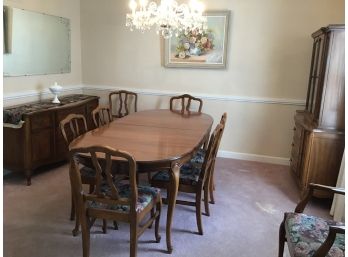Beautiful French Provincial Table And 8 Custom Upolstured Statesville Chair Co. Chairs