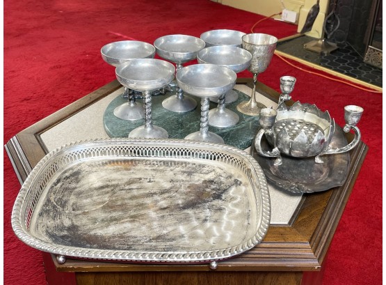 A Pewter, Silverplate, And Serving Assortment