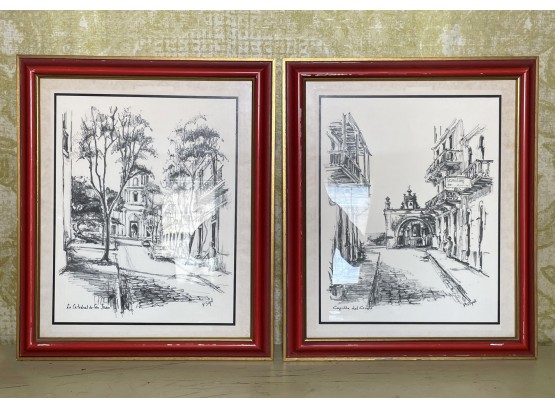 A Pair Of European Travel Prints Signed P. Siegal