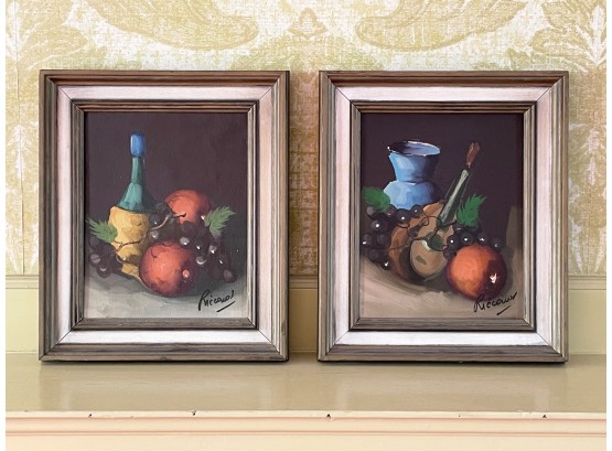 A Pair Of Framed Oil On Canvas Still Lives, Signed Ricoursi