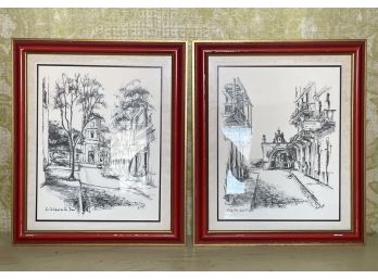 A Pair Of European Travel Prints Signed P. Siegal