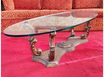 A Grand Vintage Glass Top Coffee Table