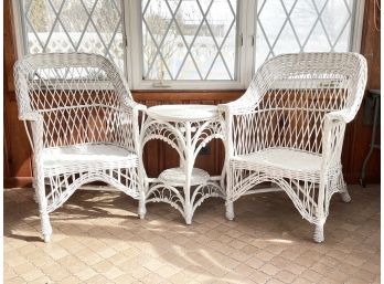 A Vintage Wicker Table And Chair Set