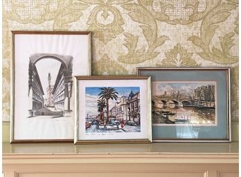 A Trio Of Signed European Travel Prints