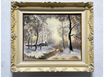 A Vintage Framed Oil On Canvas, Winter Scene, Signed Virginia Cooy