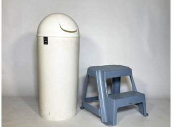 A Trash Can And Step Stool