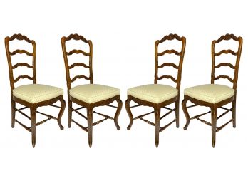 A Set Of 4 Vintage Country French Ladder Back Side Chairs