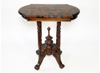 A Vintage Victorian Side Table - With Decorative Stenciled Top