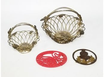 Silverplate Baskets And Trivets
