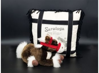 A Rebecca Ray Down Stuffed Saratoga Pillow And Horse Stuffed Animal