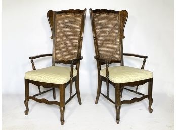 A Pair Of Vintage French Provincial Style Caned Back Arm Chairs