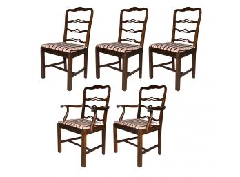 A Set Of 5 Early 20th Century Solid Mahogany Dining Chairs