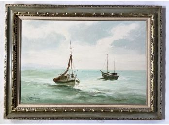 A Vintage Oil On Canvas, Nautical Scene, By Julio Carballosa, Cuban/American (1919-2012)