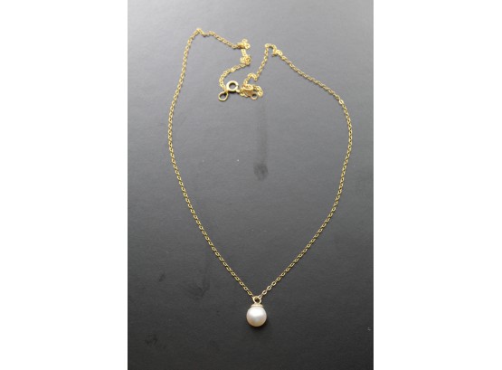 14k Yellow Gold Pearl Pendant Necklace