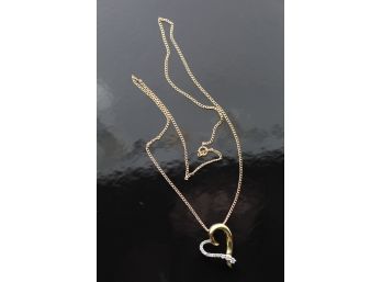 10k Yellow Gold Diamond Heart Pendant Necklace
