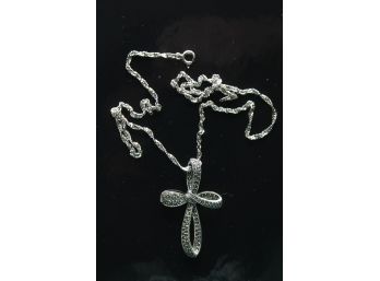 Sterling Silver Marcasite Cross Necklace