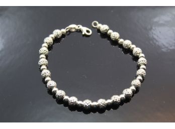 Sterling Silver Diamond Cut Ball Bracelet