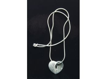 Sterling Silver Marcasite Cz Pendant And Necklace