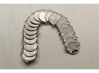 Sterling Silver Mexican Coin Bracelet