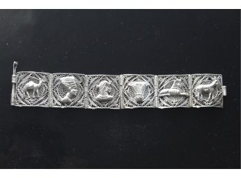 Vintage Sterling Silver Filigree Egyptian Bracelet