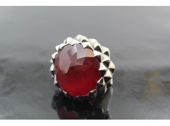 Sterling Silver Large Red Stone Ring