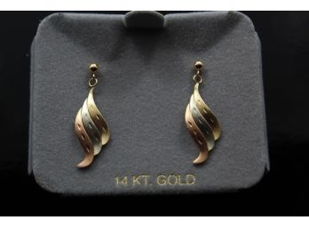 14k Tri Colored Gold Earrings