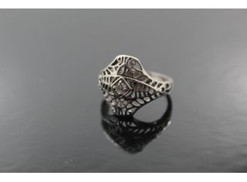 Sterling Silver Filigree Ring Size 6