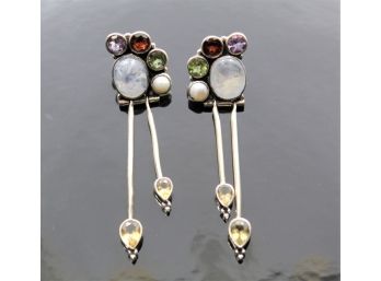 Sterling Silver Multi Gemstone Earrings