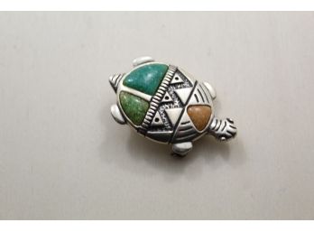 Carolyn Pollak Relios Sterling Silver Turquoise Turtle Pin