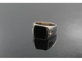 Sterling Silver Onyx Mens Ring Size 10