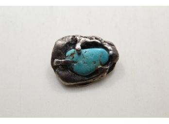 Vintage Sterling Silver Turquoise Pin