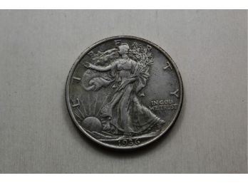 1936 Silver Walking Liberty Half Dollar Coin