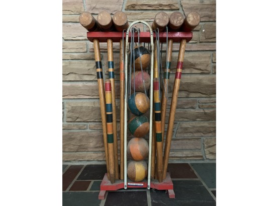 Vintage Wooden South Bend Toy Croquet Set