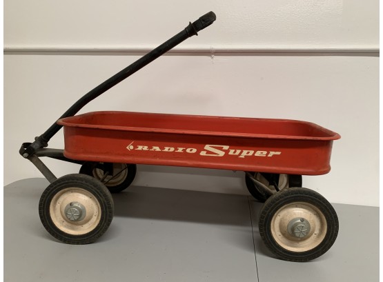 Vintage Red Metal Radio Super Children's Wagon