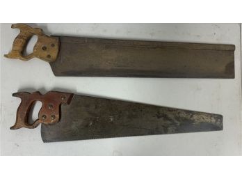 Pair Of Two Antique Woodworking Hand Saws - Disston & Sons USA