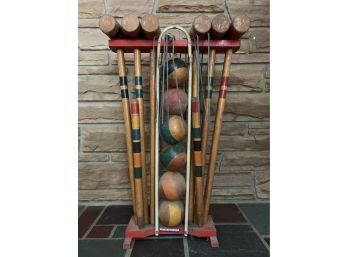 Vintage Wooden South Bend Toy Croquet Set