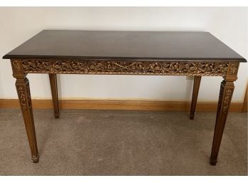 Beautiful Wood Desk With Ornate Carvings