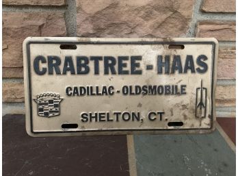 Vintage Local Shelton Connecticut Crabtree - Haas Cadillac - Oldsmobile Dealership Advertising Plate