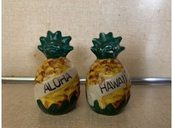 Pair Of Vintage Pineapple Aloha Hawaii Salt & Pepper Shakers - Made In Japan