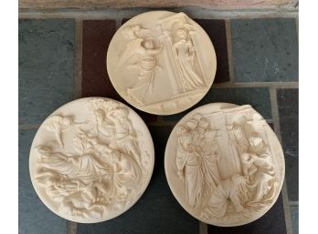 Set Of Three A. Santangela Relief Pattern Signed Plates