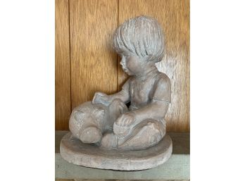 Austin Productions Sculpture Of A Boy And A Piggy Bank 1973 Besunder