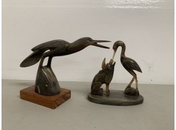 Vintage Carved Water Buffalo Horn Birds & Hog Figures