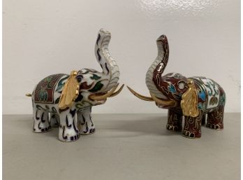 Pair Of Small Cloisonne Elephant Figures