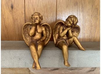 Pair Of Vintage Sitting  Angels - San Pacific International, USA