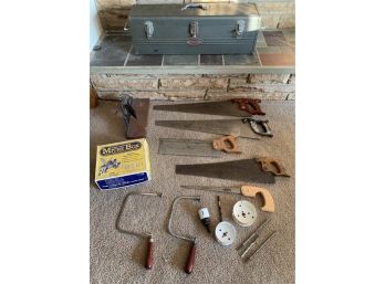 Vintage Craftsman Toolbox W/ A Lot Of Tools - Handsaws, Mitre Box, & More!